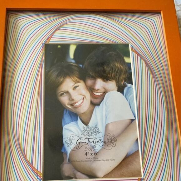 New green tree gallery 4 x 6 orange picture frame with rainbow matting - Picture 1 of 5